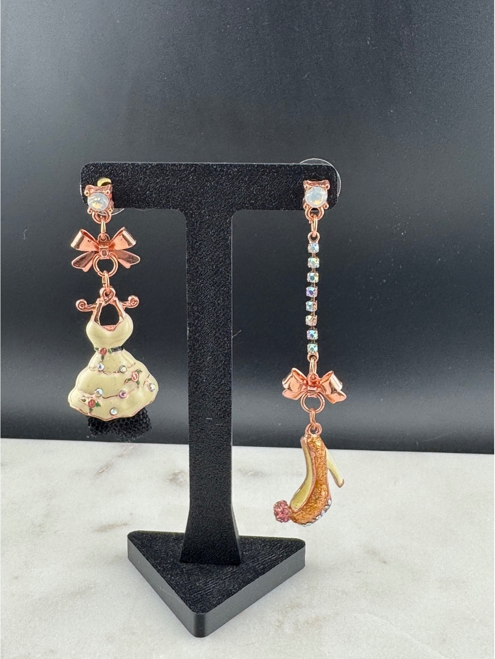 Betsey Johnson Asymmetrical Dangle Earrings Dress Shoe